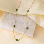 Women's Retro Green Zircon Necklace Bracelet - Viexta