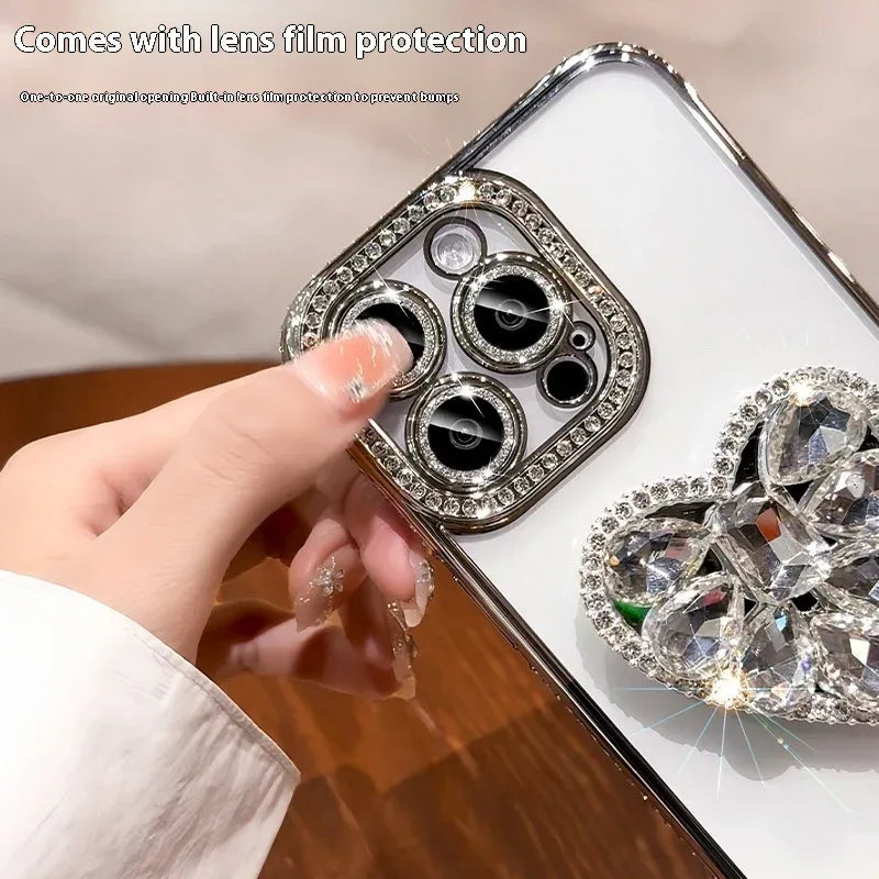 silicone-edge-diamond-love-bracket-iphone-case - Viexta
