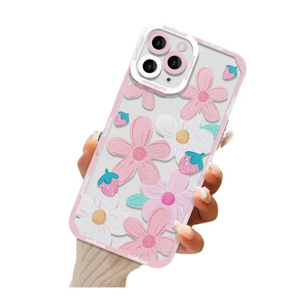 Flower All-inclusive Silicone Transparent iPhone Case - Viexta