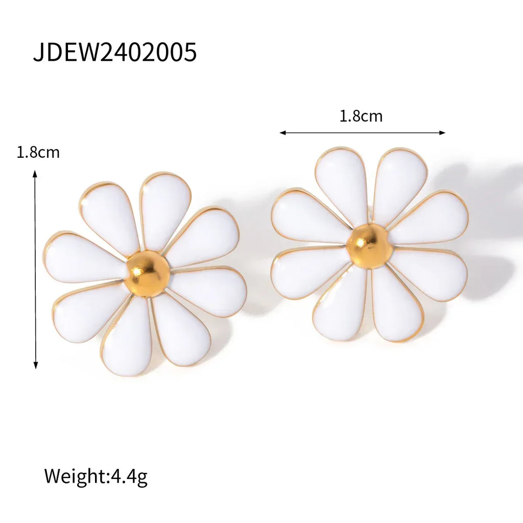 summer-18k-gold-stainless-steel-flower-earrings - Viexta