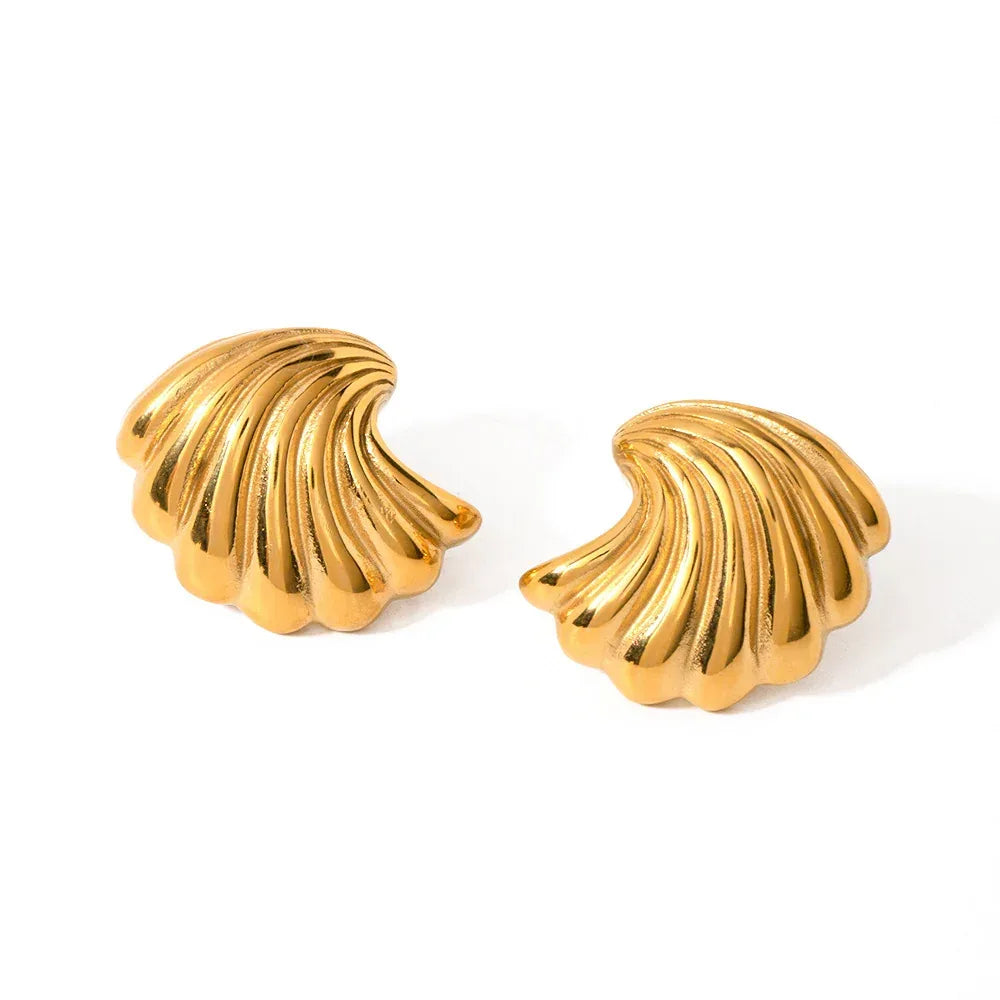 18K Gold Stainless Steel Shell Earrings - Viexta