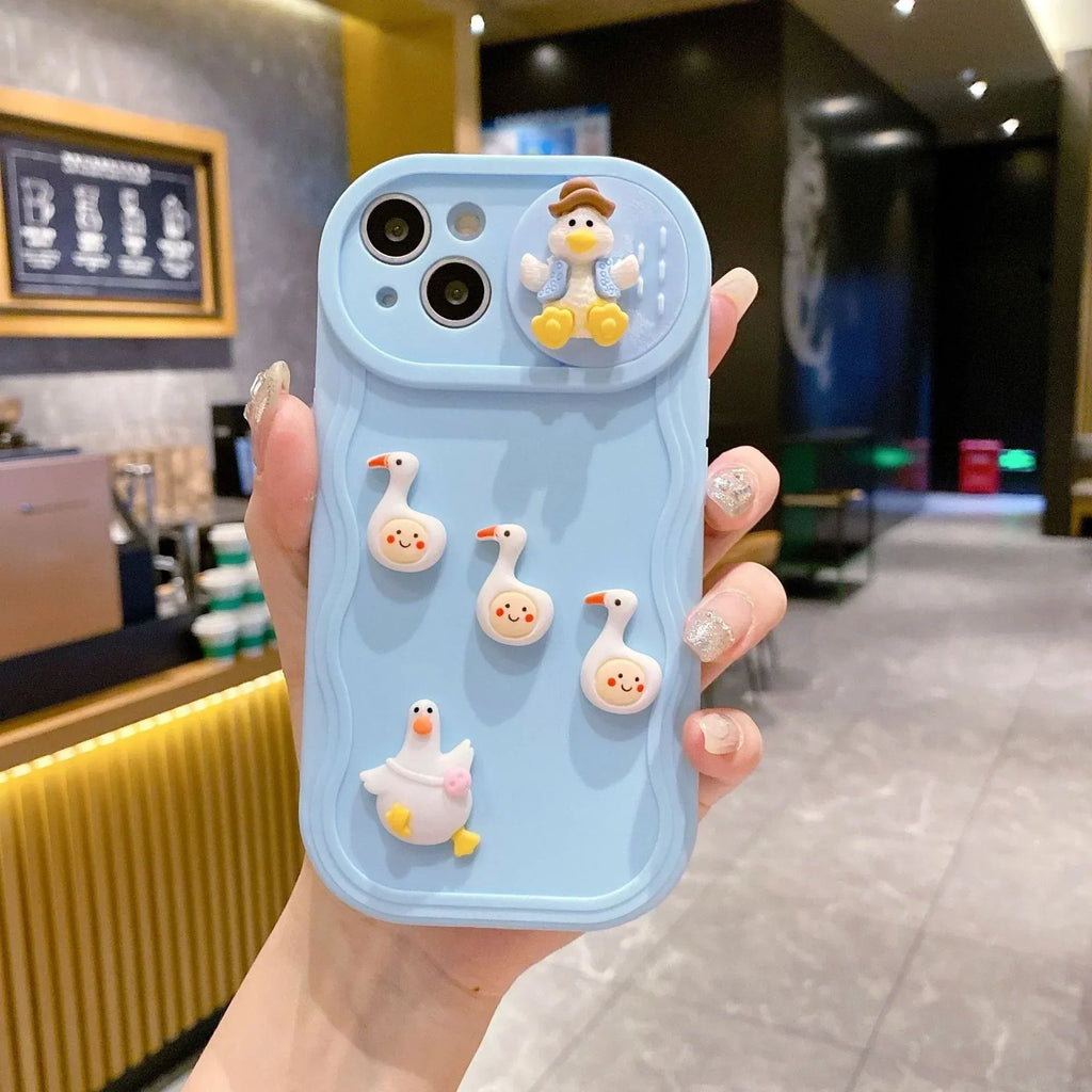 sliding-window-cartoon-three-dimensional-duck-iphone-cover - Viexta