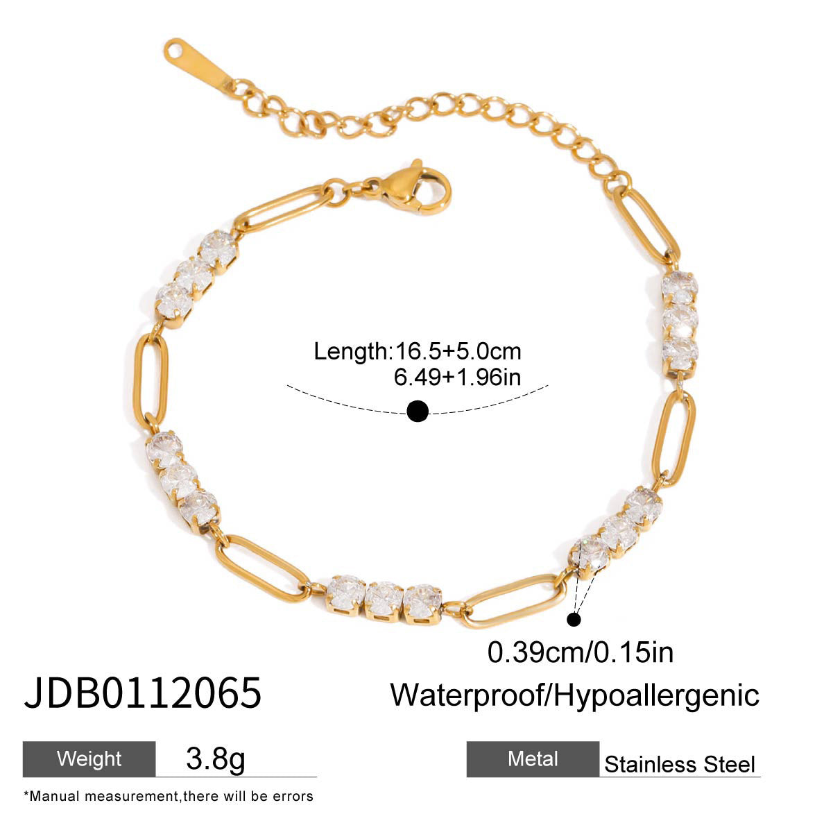 Stainless Steel Diamond Tennis Chain Women's Bracelet