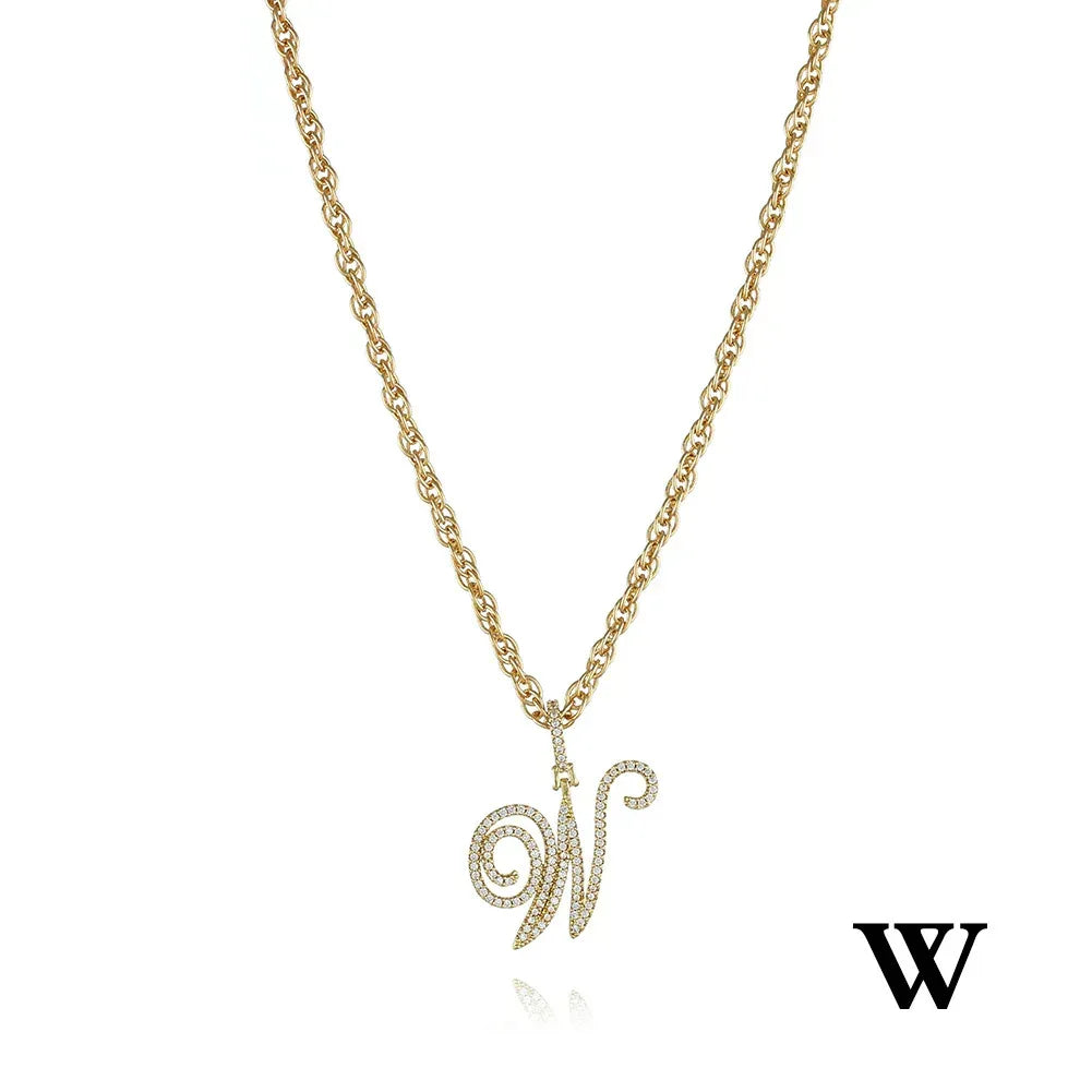 26 Letter Zircon 18k Gold Necklace - Viexta