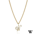 26 Letter Zircon 18k Gold Necklace