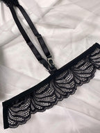 steel-ring-push-up-cross-ribbon-hollow-lingerie-four-piece-set - Viexta