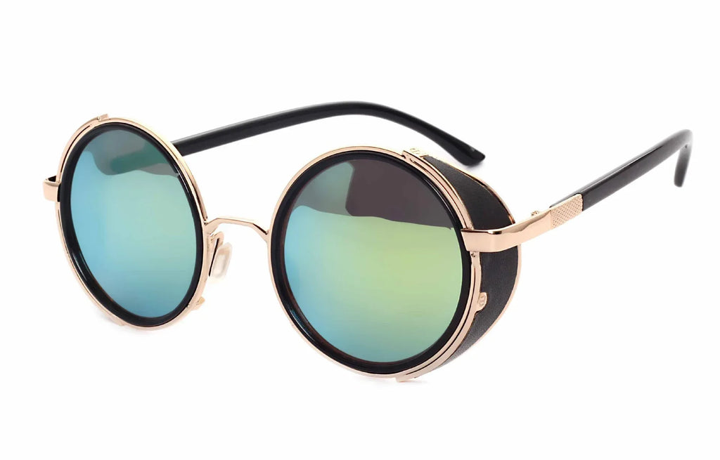 UV400 Retro Metal Round Frame Sunglasses - Viexta