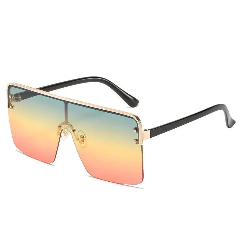 Fashion Big Frame Trend Metal Gradient Sunglasses - Viexta