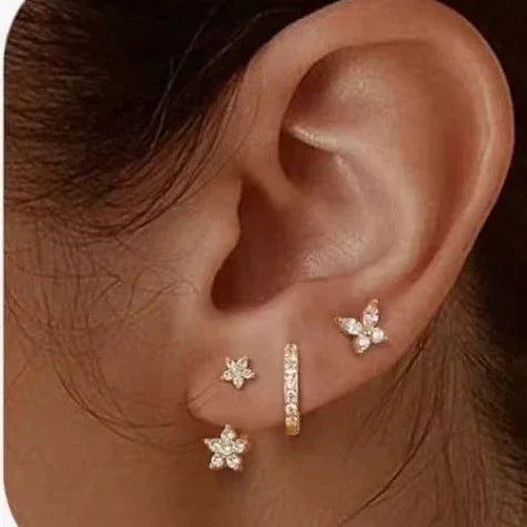 Zircon Butterfly Three-piece Earclips - Viexta