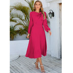 Long Sleeve Bowknot Dress - Viexta
