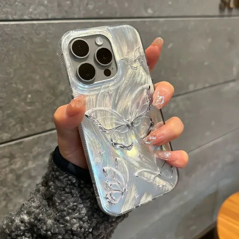 butterfly-iphone-anti-silver-feather-case - Viexta