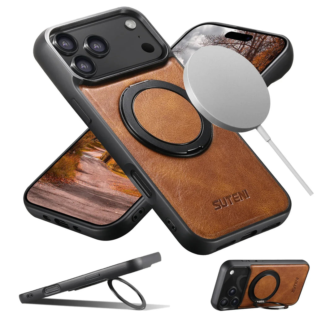 Leather Magnetic Wireless Charging Goggle Pixel Case - Viexta