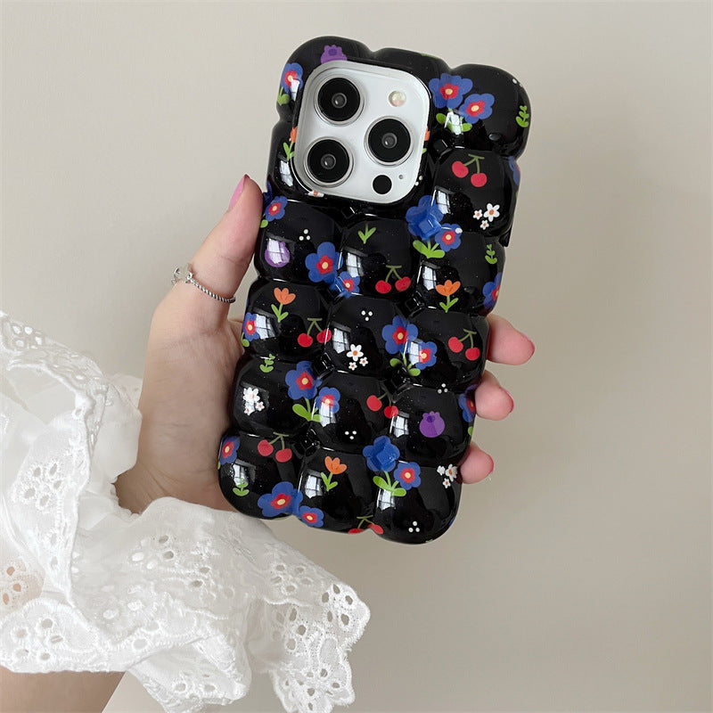 Retro Cherry Small Floral Plaid iPhone Case