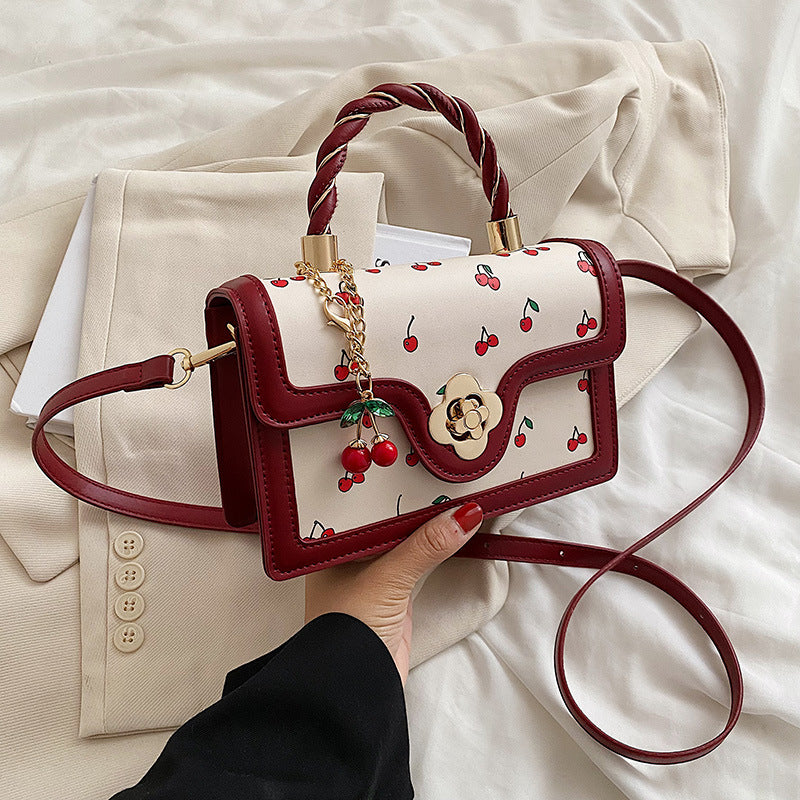 Cute Cherry Twist Portable Small Square Bag