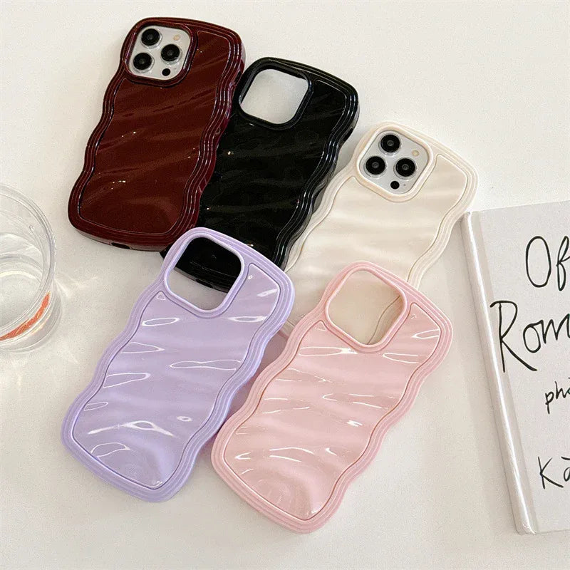 Big Wave Cream Pleated Drop-resistant iPhone Case - Viexta