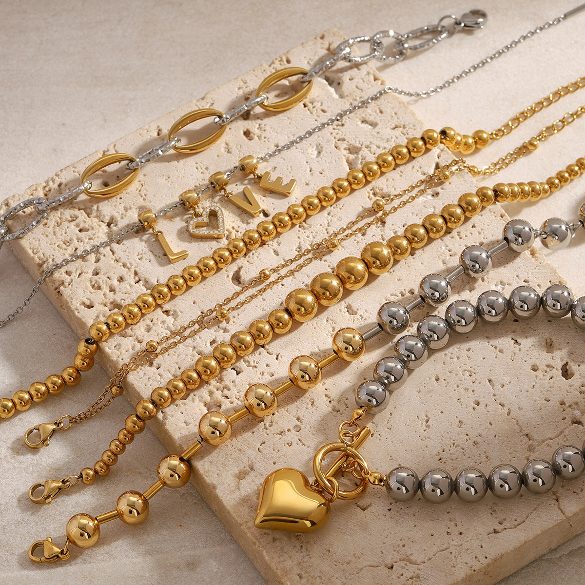 Stainless Steel Beaded Bracelet