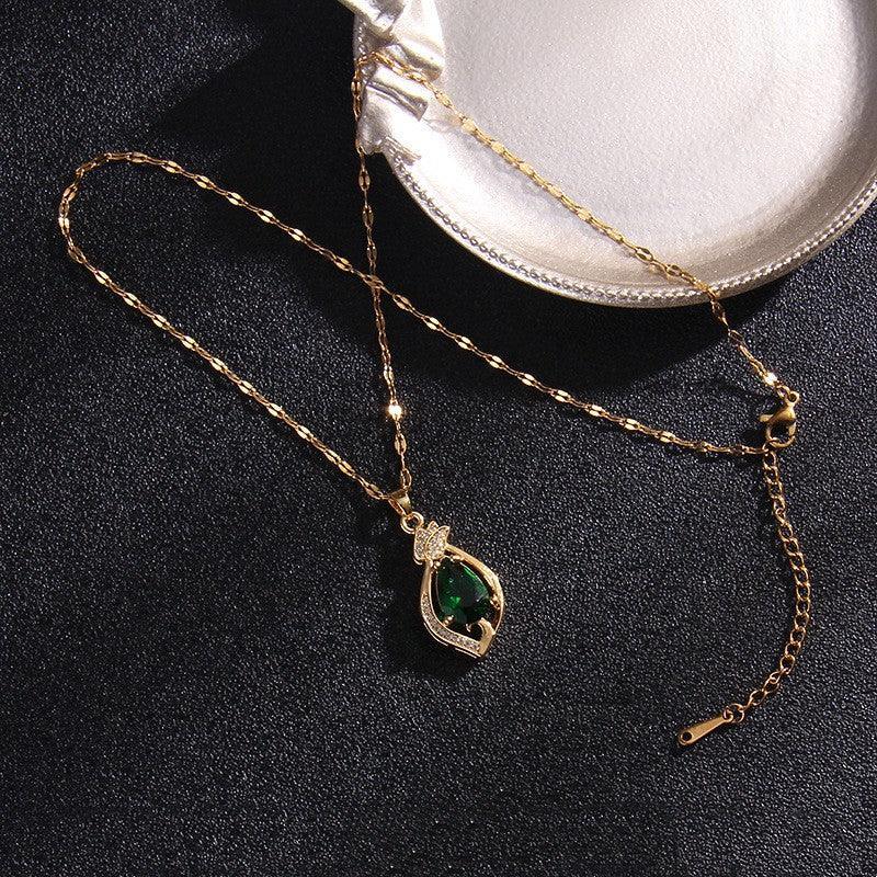 Titanium Steel Emerald Necklace - Viexta
