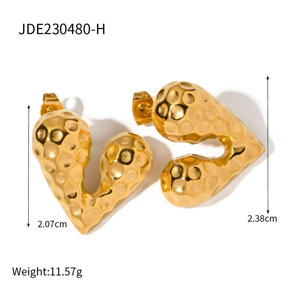 Elegant Heart Peach Stainless Steel Earrings - Viexta