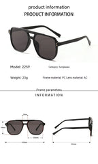 square-double-beam-fashion-black-sunglasses - Viexta