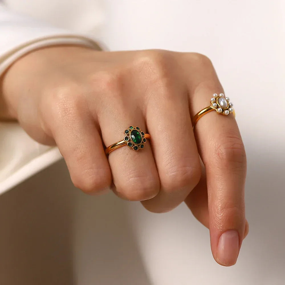 Green Zirconium white Diamond Ring - Viexta