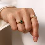 Green Zirconium white Diamond Ring