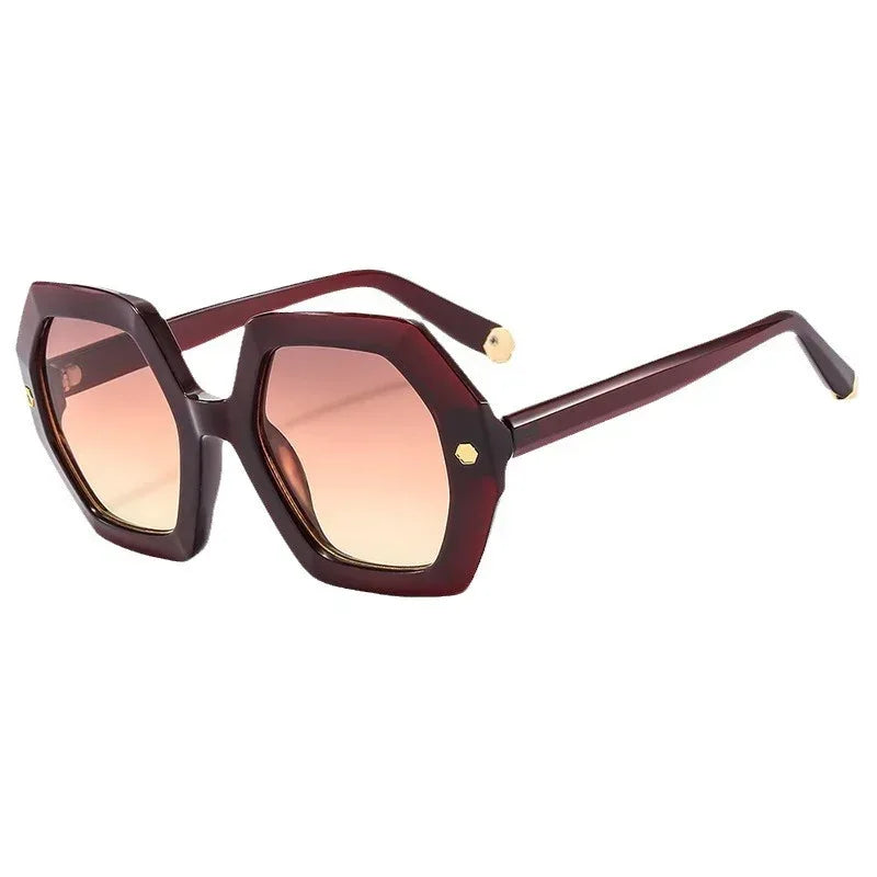 Irregular Personality Hexagonal Rivet Sunglasses - Viexta