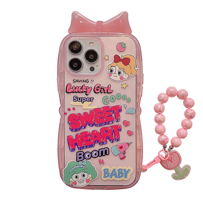 Girl Bowknot Silicone iPhone Case with Charm