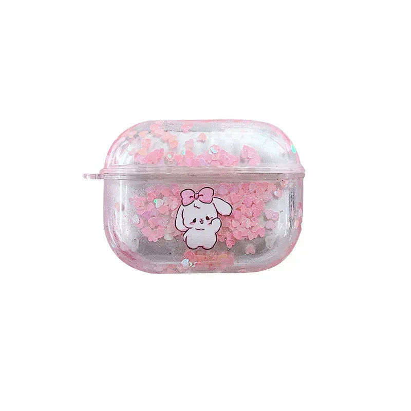 Cute Rabbit Quicksand Headphone Case Soft Shell - Viexta