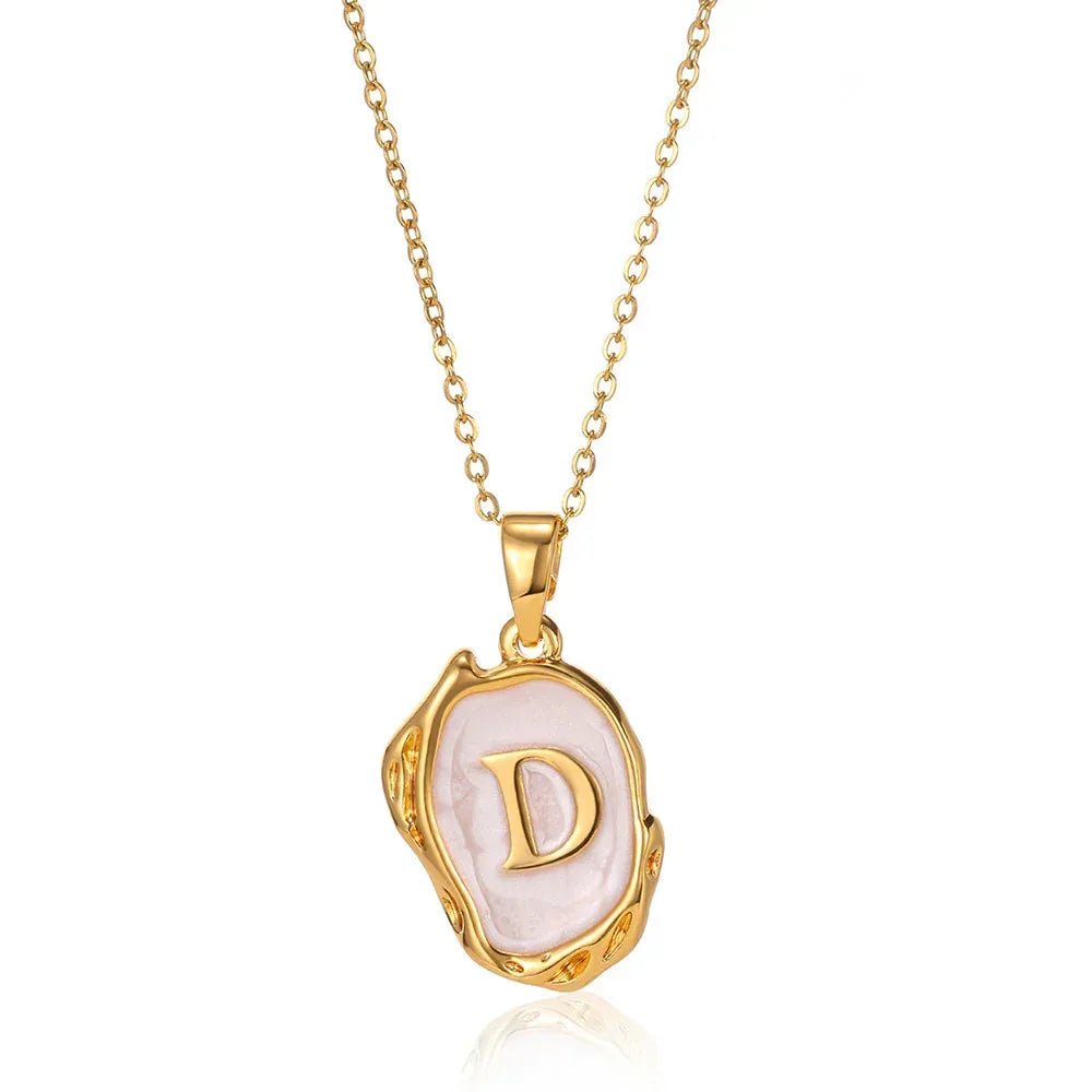 Simple 26 Letters Drop Oil Three-dimensional Necklace - Viexta