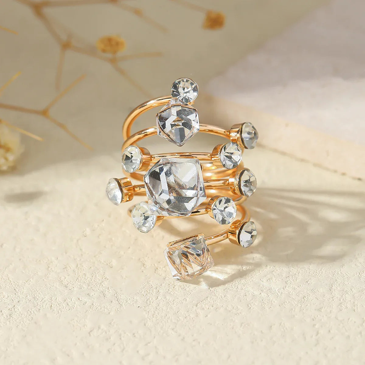 Boho Stackable Gemstone Rings Set