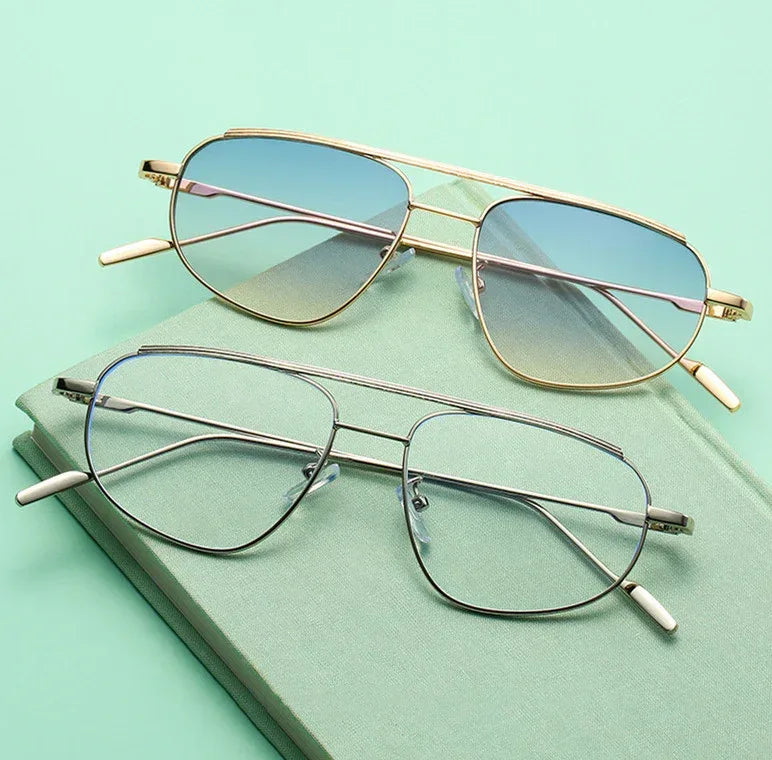 Metal Double Beam Sunglasses - Viexta