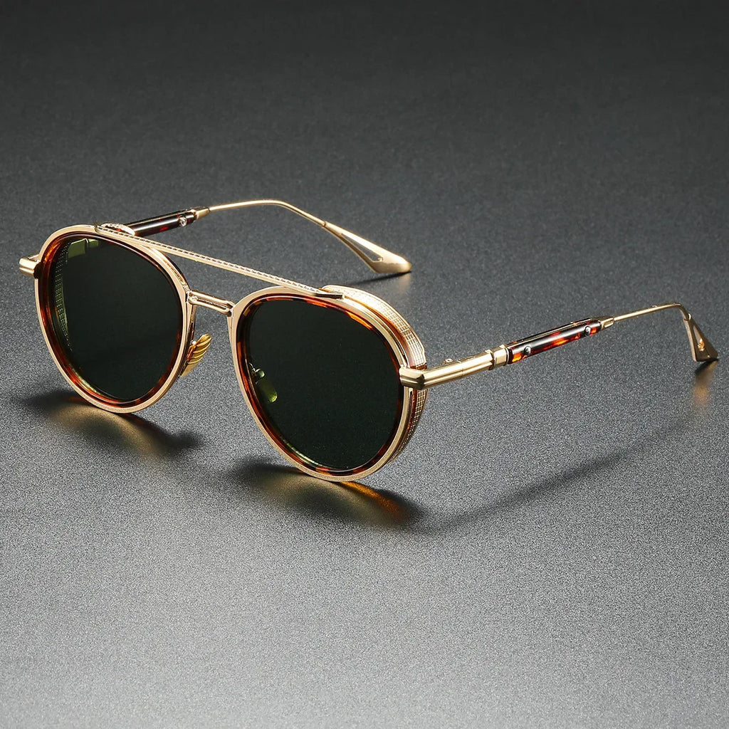 Oval Sunglasses Retro Double Beam Fashion Glasses - Viexta