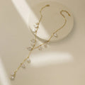 Brass Stitching Pearl Pendant Necklace - Viexta