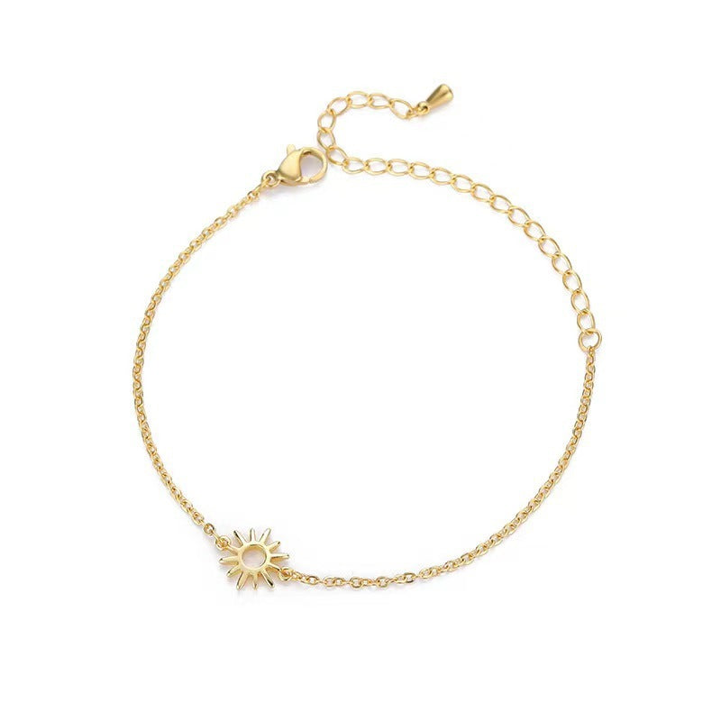 Sun Hollow Pendant 18K Gold Stainless Steel Necklace//bracelet