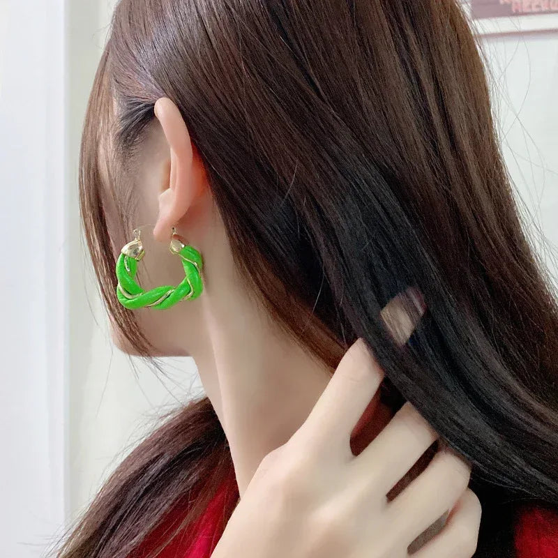 Leather Twist Earrings. - Viexta