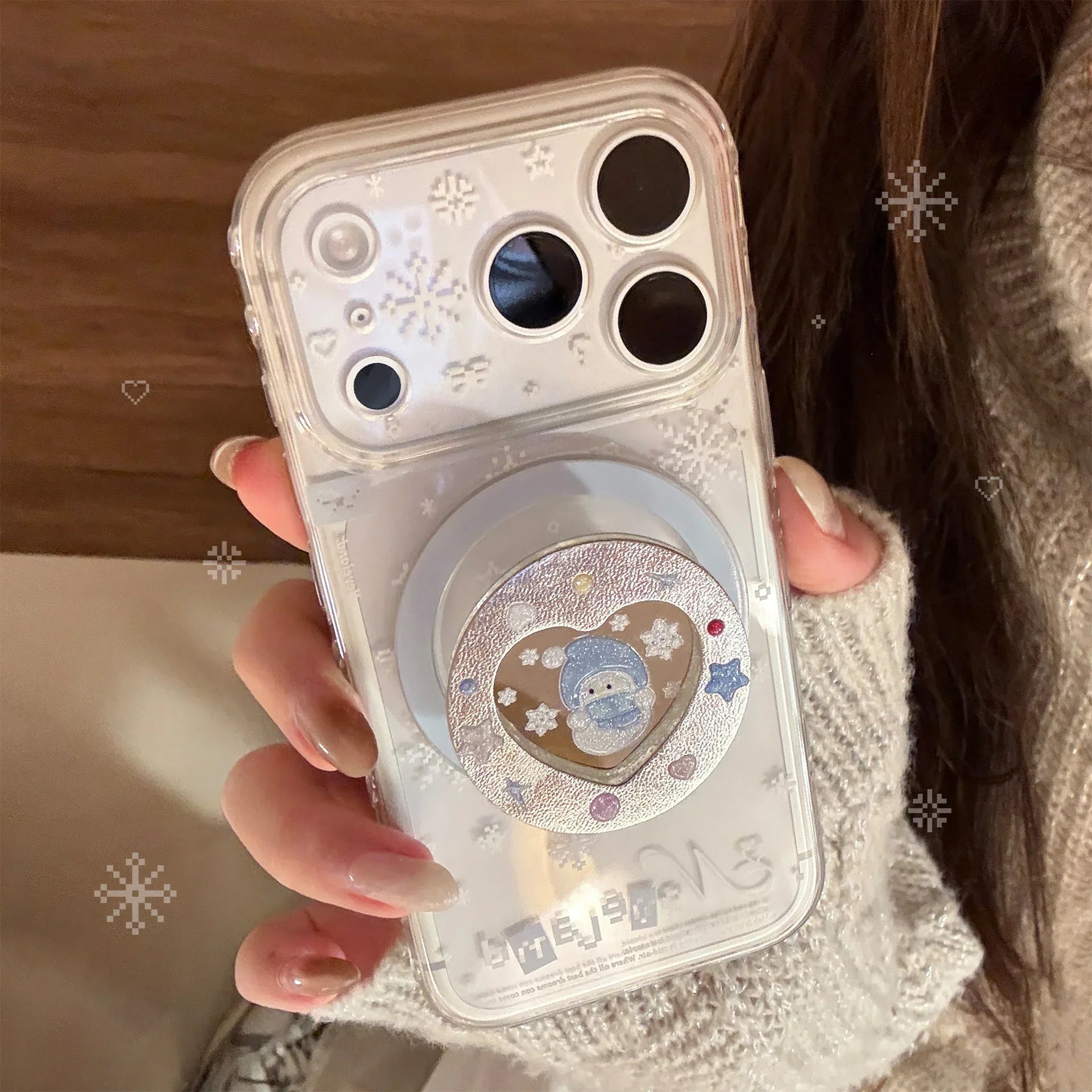 Glitter Snowman Magnetic Stand iPhone Case