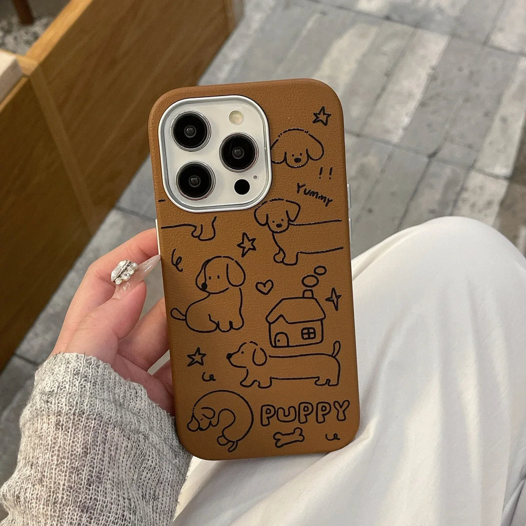 cartoon-cute-line-dog-iphone-case - Viexta