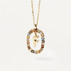 Colored Rhinestone Alphabet Necklace - Viexta