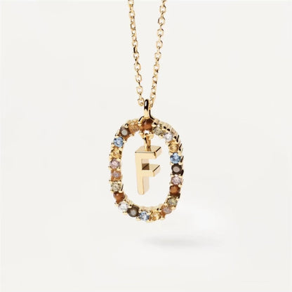 Colored Rhinestone Alphabet Necklace