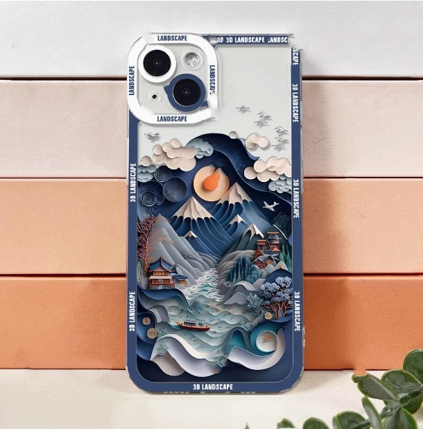 3D Visual Landscape Silicone Anti Drop iPhone Case