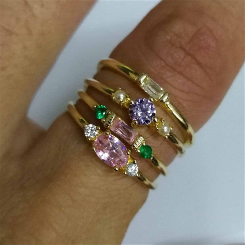 18K Gold Plating 4-piece Ring Set