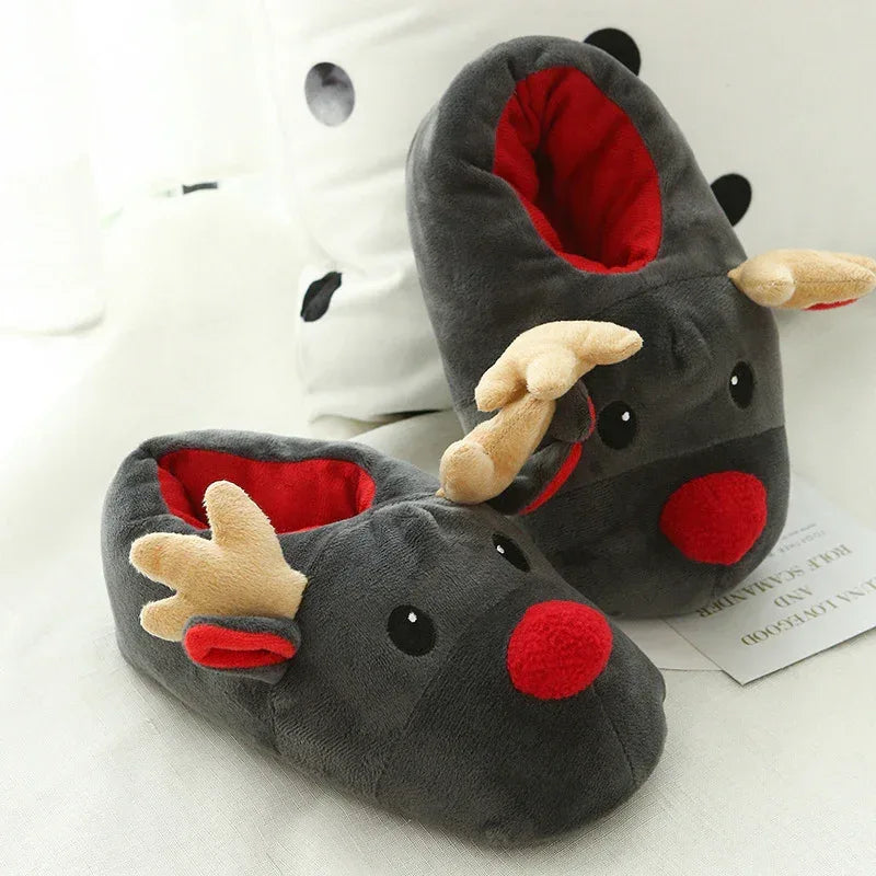 Christmas Shoes Cute Elk Home Slippers - Viexta