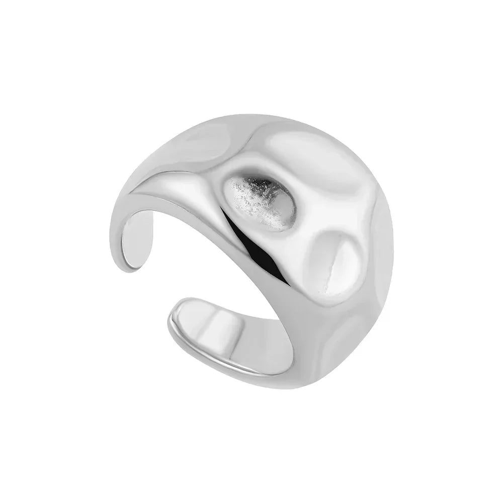 irregular-titanium-steel-ring-with-water-droplet-knot-opening - Viexta