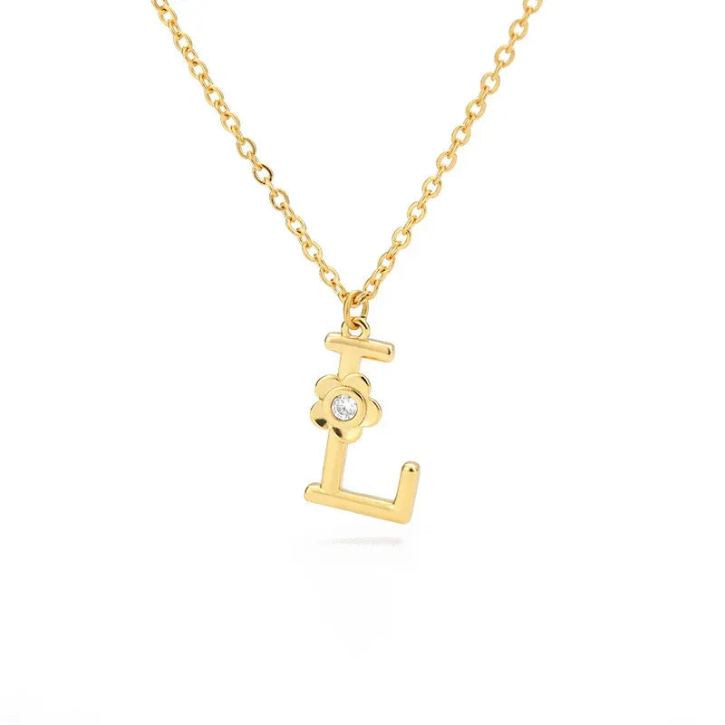 Rose English Alphabet Pendant Necklace - Viexta