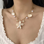 Beach Ocean Shell Double Layered Stacked Necklace - Viexta