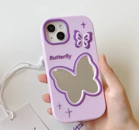 Purple Butterfly Mirror Silicone iPhone Case - Viexta