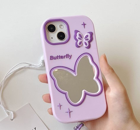 Purple Butterfly Mirror Silicone iPhone Case