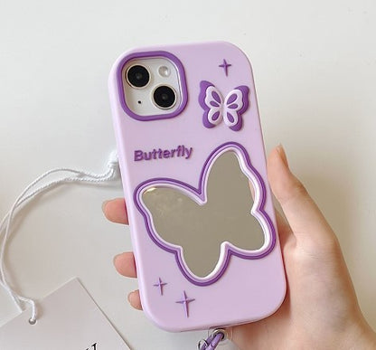 Purple Butterfly Mirror Silicone iPhone Case