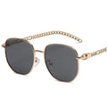 Oval Frame Metal Chain Sunglasses - Viexta