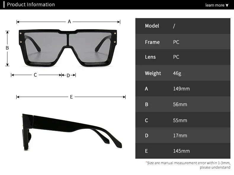 Oversized One Lens Square Sunglasses - Viexta